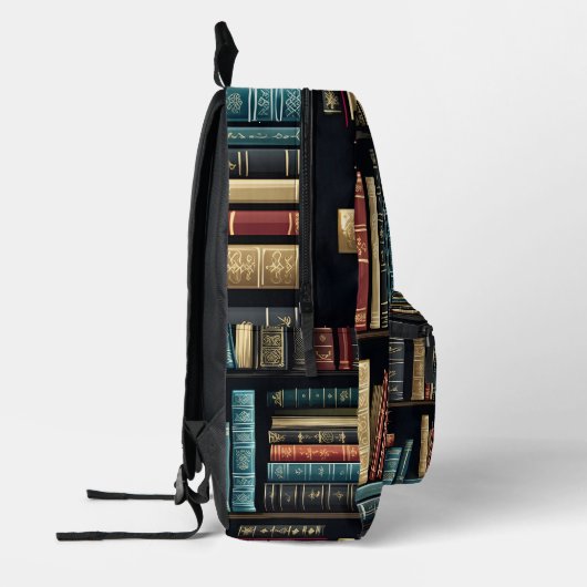Boeken op planken bedrukte rugzak (Links)