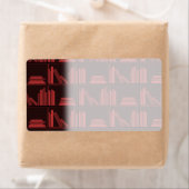 Boeken op Shelf. Donkerrood. Etiket (Insitu)