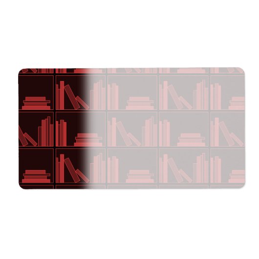 Boeken op Shelf. Donkerrood. Etiket (Voorkant)