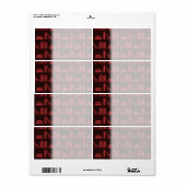Boeken op Shelf. Donkerrood. Etiket (Full Sheet)