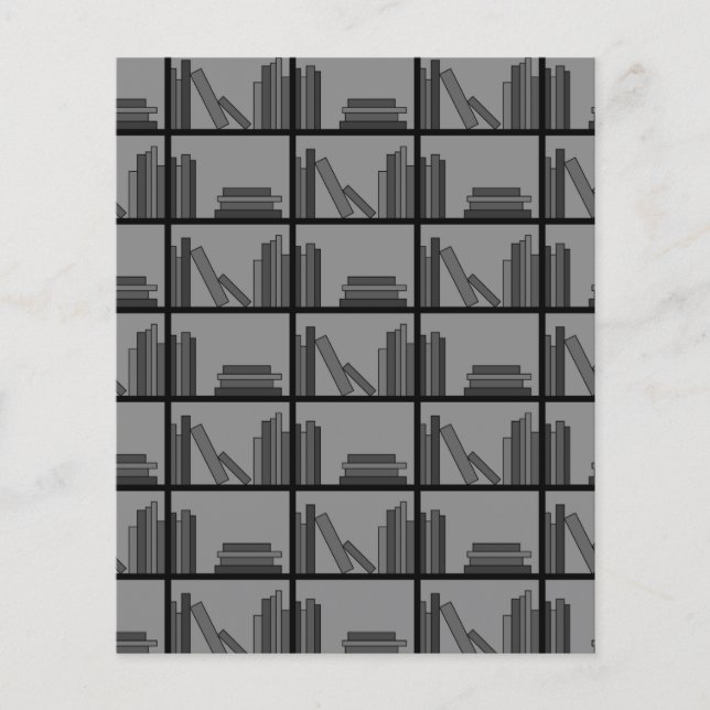 Boeken op Shelf. Grijs en zwart. (Voorkant)