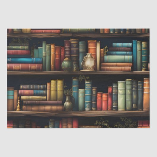  boeken over boekenplank Patroon Decoupage Tissuepapier (Voorkant)