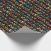 boeken over boekenplankpatroon cadeaupapier (Hoek)