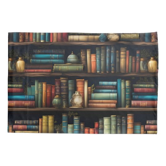  boeken over boekenplankpatroon kussensloop (Achterkant)