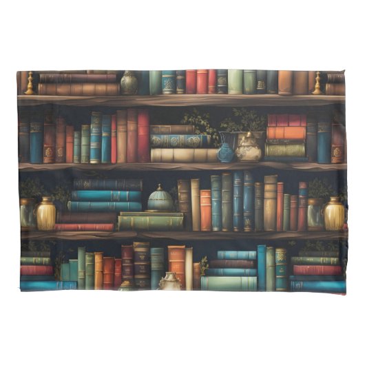  boeken over boekenplankpatroon kussensloop (Voorkant)