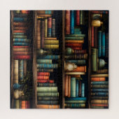  boeken over boekenplankpatroon legpuzzel (Horizontaal)