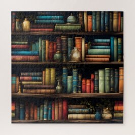 boeken over boekenplankpatroon legpuzzel