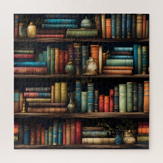  boeken over boekenplankpatroon legpuzzel (Verticaal)