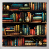  boeken over boekenplankpatroon poster (Voorkant)