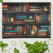  boeken over boekenplankpatroon theedoek (Gevouwen)