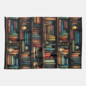  boeken over boekenplankpatroon theedoek (Horizontaal)