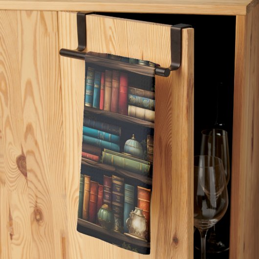  boeken over boekenplankpatroon theedoek (Derde Gevouwen)