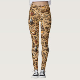 Boeken over hekserij & kaarsenpatroon vintage leggings