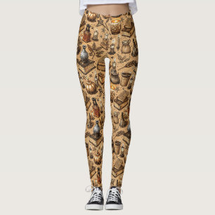 Boeken over hekserij & kaarsenpatroon vintage leggings