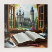 Boeken over prinses en kasteel legpuzzel (Verticaal)
