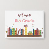 Boeken over Shelf Back-to-School White Pin Button (Voorkant)