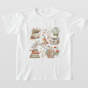 Boeken Paddenstoel Bloemige Whimsical Cottagecore  T-shirt