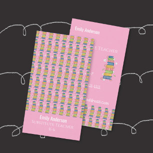 Boeken Patroon Begeleider Roze Verticale Visitekaa Contactkaartje