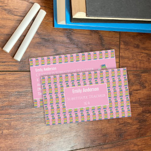 Boeken Patroon Roze Onderwijzer Omlijst Visitekaar Visitekaartje