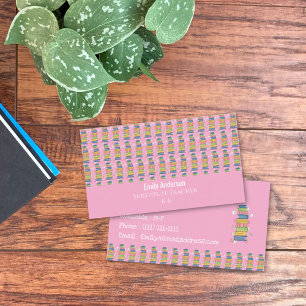 Boeken Patroon Vervangend Docent Roze Visitekaartj Visitekaartje