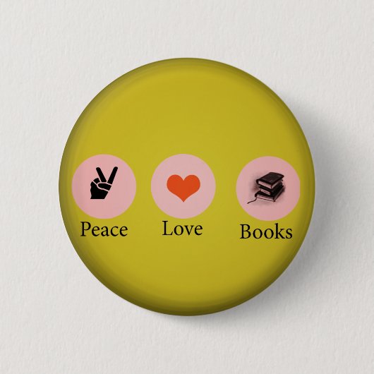 Boeken =peace=love ronde button 5,7 cm (Voorkant)