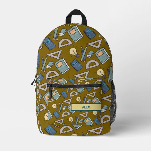 Boeken, protractoren, Notitieboeken en ideeën Bedrukte Rugzak (Voorkant)