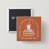 Boeken & Pumpkin Spice Season Vierkante Button 5,1 Cm (Voorkant /achterkant)