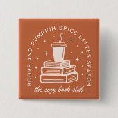 Boeken & Pumpkin Spice Season Vierkante Button 5,1 Cm (Voorkant)