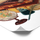  boeken, Quill, Ink en Wereldbol Collage Poster (Hoek)