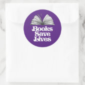 Boeken redden levens ronde sticker (Tas)