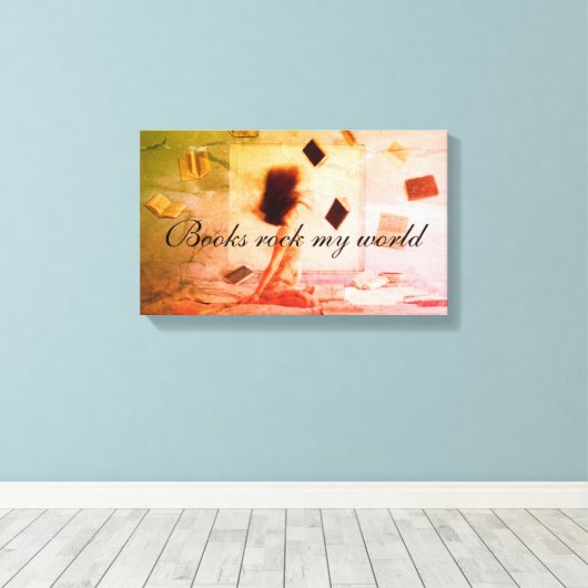 Boeken rock my world canvas print (Insitu (Houten vloer))
