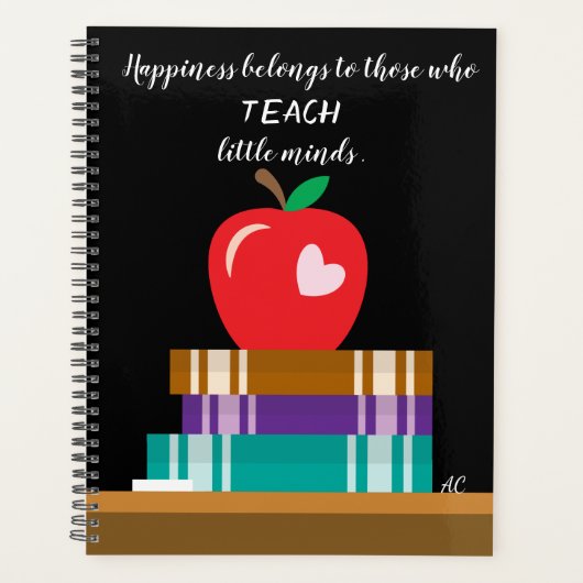 Boeken, rode Apple en Quote Teacher Planner (Voorkant)