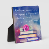 Boeken & Roze Rozen Waterverf Script Leescitaat Fotoplaat (Voorkant)