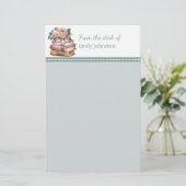  Boeken Sage Groen Gepersonaliseerd Briefpapier (Staand voorkant)