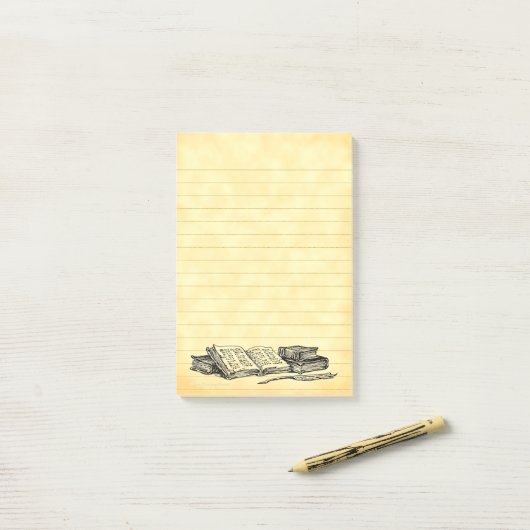 boeken schrijven Quill Faux perkament gevoerd Post-it® Notes (Op bureau)