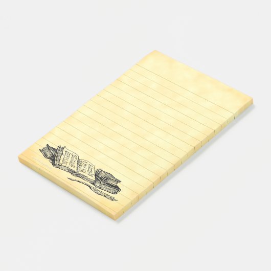  boeken schrijven Quill Faux perkament gevoerd Post-it® Notes (Schuin)