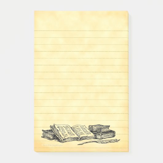  boeken schrijven Quill Faux perkament gevoerd Post-it® Notes (Voorkant)