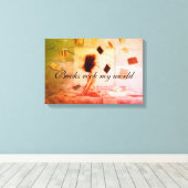 Boeken schudden mijn wereld canvasprint canvas afdruk (Insitu (Houten vloer))