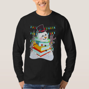 Boeken sneeuwman leest boekenwurm lector t-shirt