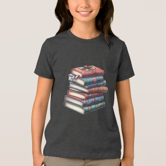  boeken Stack T Shirt Design (Voorkant)