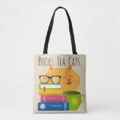 Boeken.Tea.Cats. Het leven is doelgericht! Tote Bag (Voorkant)