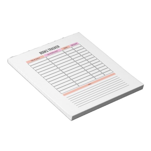 Boeken Tracker Planner Notitieblok (Schuin)
