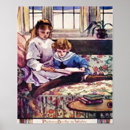 Boeken van afbeeldingen in de winterkunst poster (Voorkant)