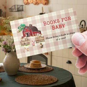 Boeken van boerderijdieren voor Baby shower Informatiekaartje