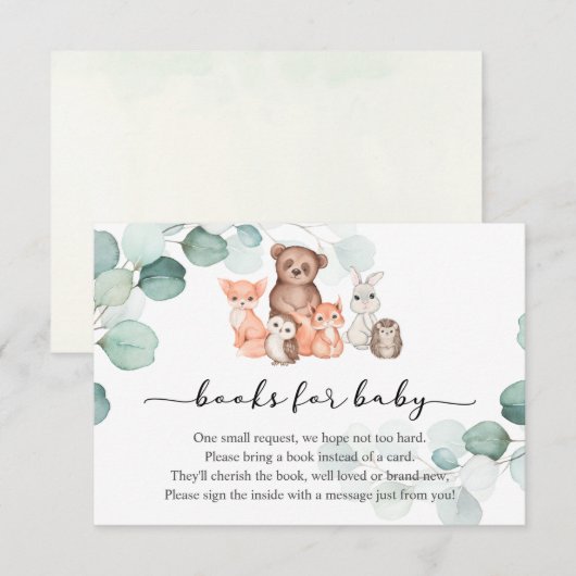 Boeken van bosdieren voor Baby-invoegkaart Informatiekaartje (Voorkant / Achterkant)