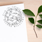 Boeken van Botanische Bird Elegant Script Library Rubberstempel