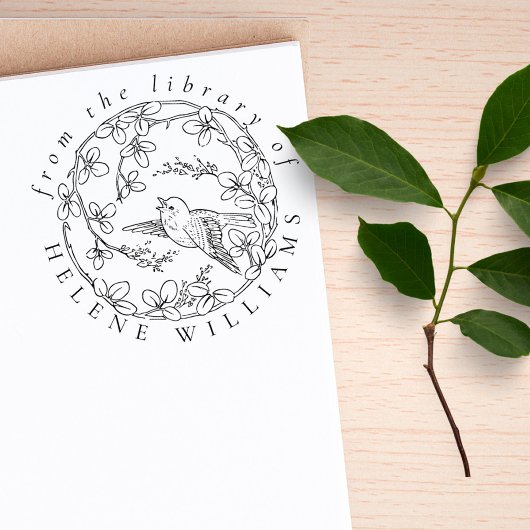 Boeken van Botanische Bird Elegant Script Library Rubberstempel