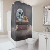  boeken van de schedel Geel Zonnebloem Gothic Douchegordijn (In situ)