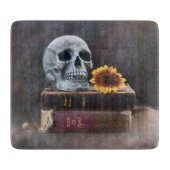  boeken van de schedel Geel Zonnebloem Gothic Snijplank (Voorkant)