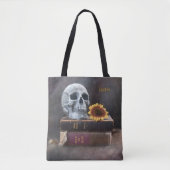  boeken van de schedel Geel Zonnebloem Gothic Tote Bag (Voorkant)